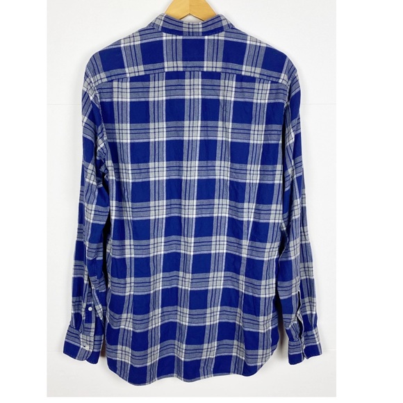 Bonobos Button Down Shirt Mens Size XL Long Tailored Slim Fit Blue Plaid Flannel - Picture 2 of 6